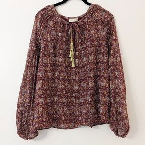 Ramy Brook Silk Adira Top size Small Gold tassels